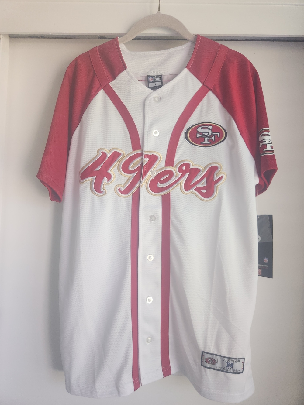 NFL San Francisco 49ers White and Red Team Baseball Jersey